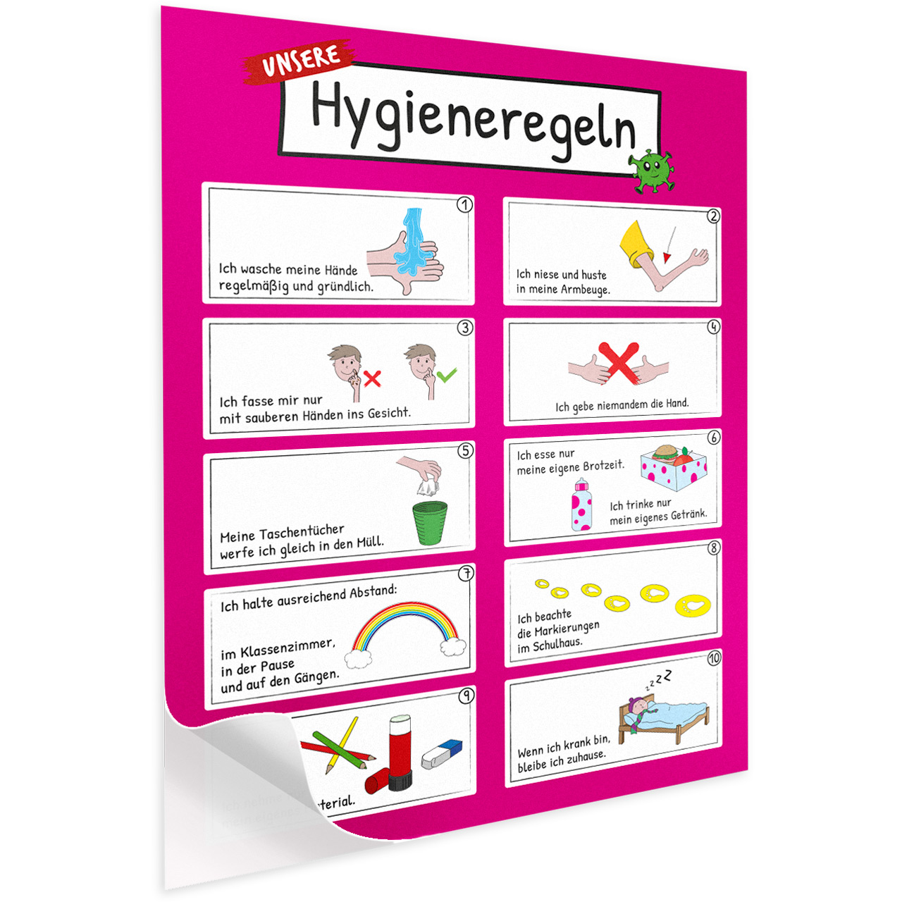 Corona Aufkleber Hygieneregeln für Kinder – für Schule ...